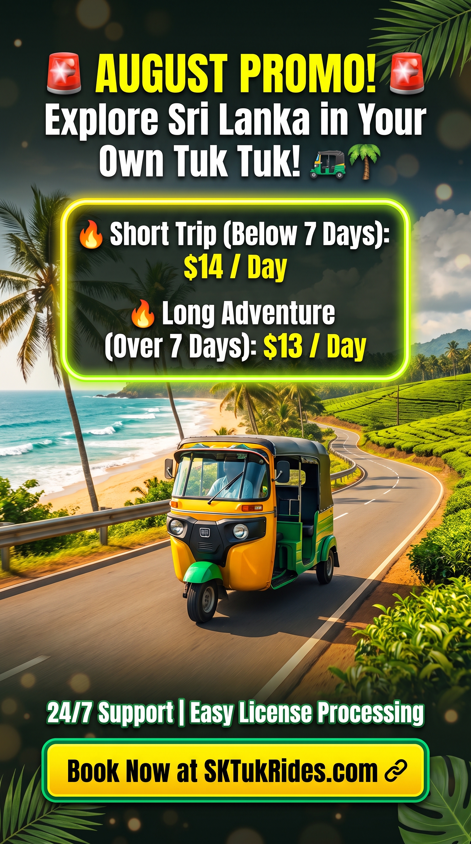 SK Tuk Rides August Deal — Tea estate tuk tuk self-drive Sri Lanka